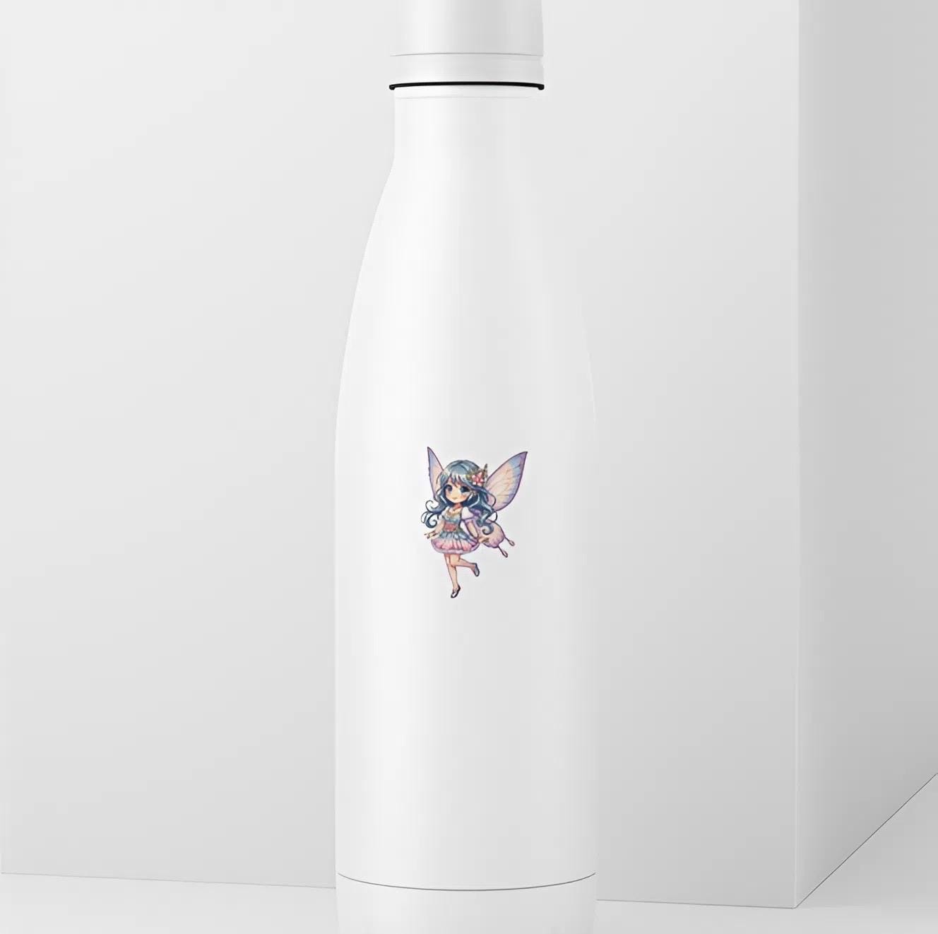 Cute Blue Hair Fairy Sticker | Magical Flower Decal | Whimsical Fantasy Art | Pastel Wing Vinyl | Enchanted Forest Gift | Kawaii on a Laptop