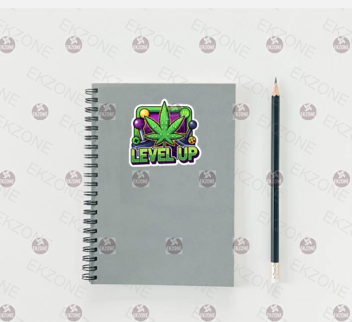 Level Up Gamer Cannabis Sticker | Funny Arcade Decal | Weed Leaf Art | Gaming Stoner Vinyl | Video Game Pot Gift | 420 Controller Laptop