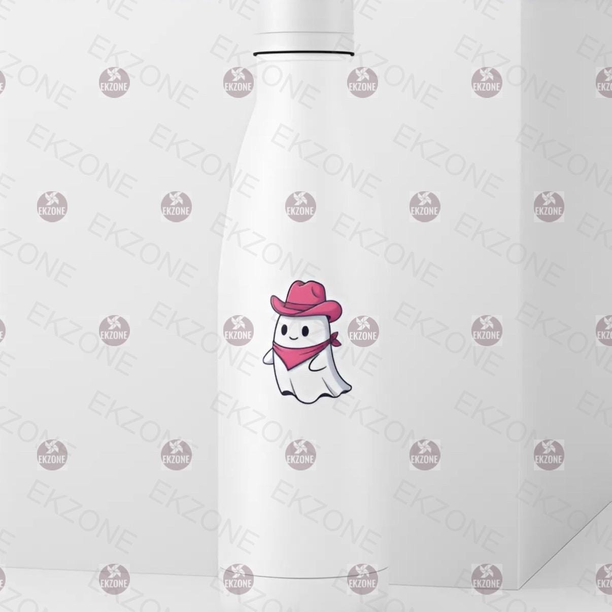 Cute Cowboy Ghost Sticker | Western Spooky Decal | Pink Hat Ghost Art | Country Vibes Vinyl | Kawaii Halloween Gift | Ghostly Cowpoke Laptop