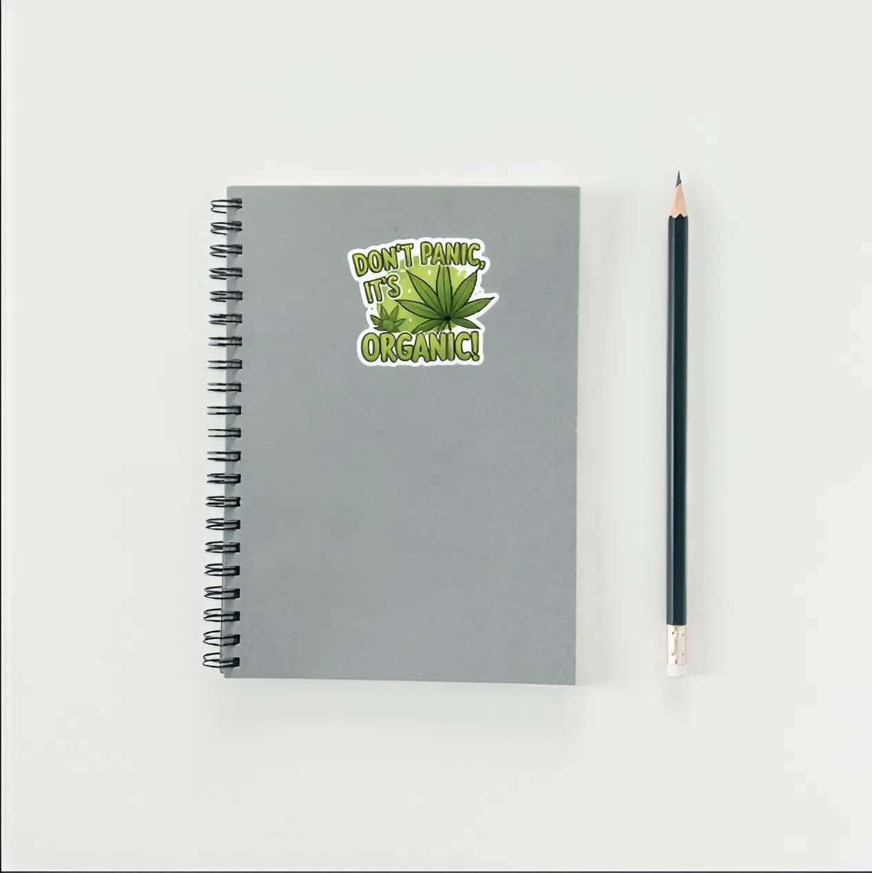 Holographic Don't Panic It's Organic Cannabis Sticker | Shiny Weed Leaf Decal | Stoner Humor Art | 420 Friendly Vinyl | Sparkly Organic