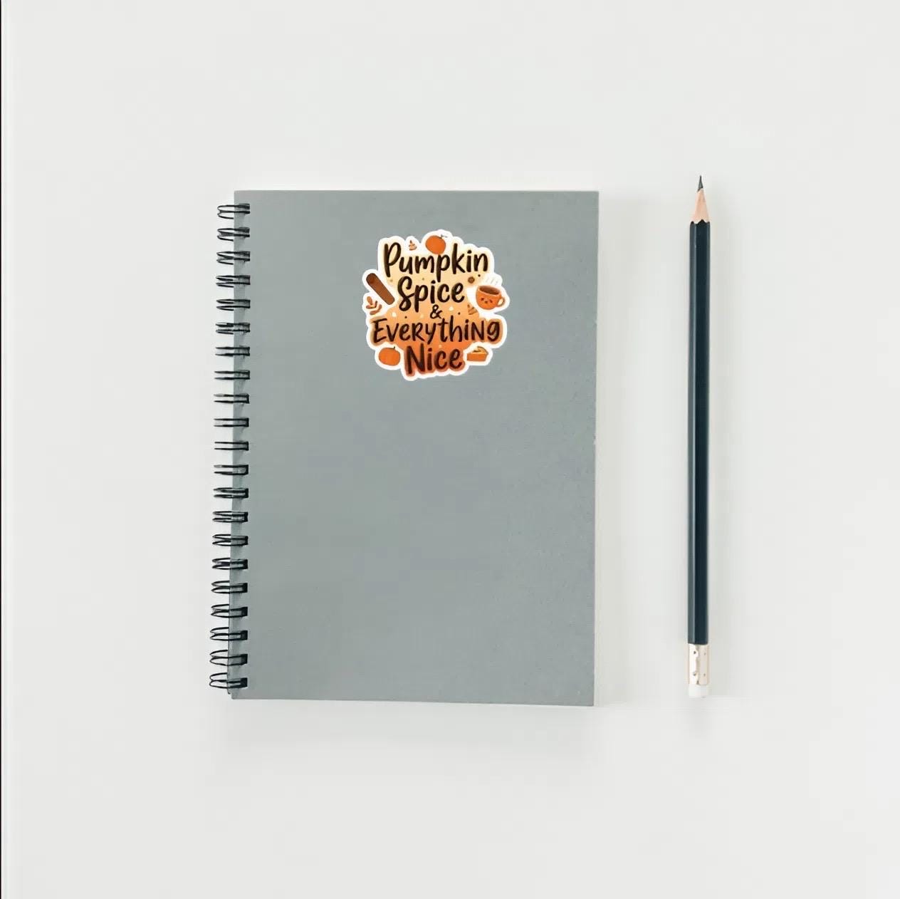 Pumpkin Spice & Everything Nice Sticker | Cozy Fall Decal | Autumn Vibes Art | Foodie Vinyl | PSL Lover Gift | Fall Decor Laptop Sticker |