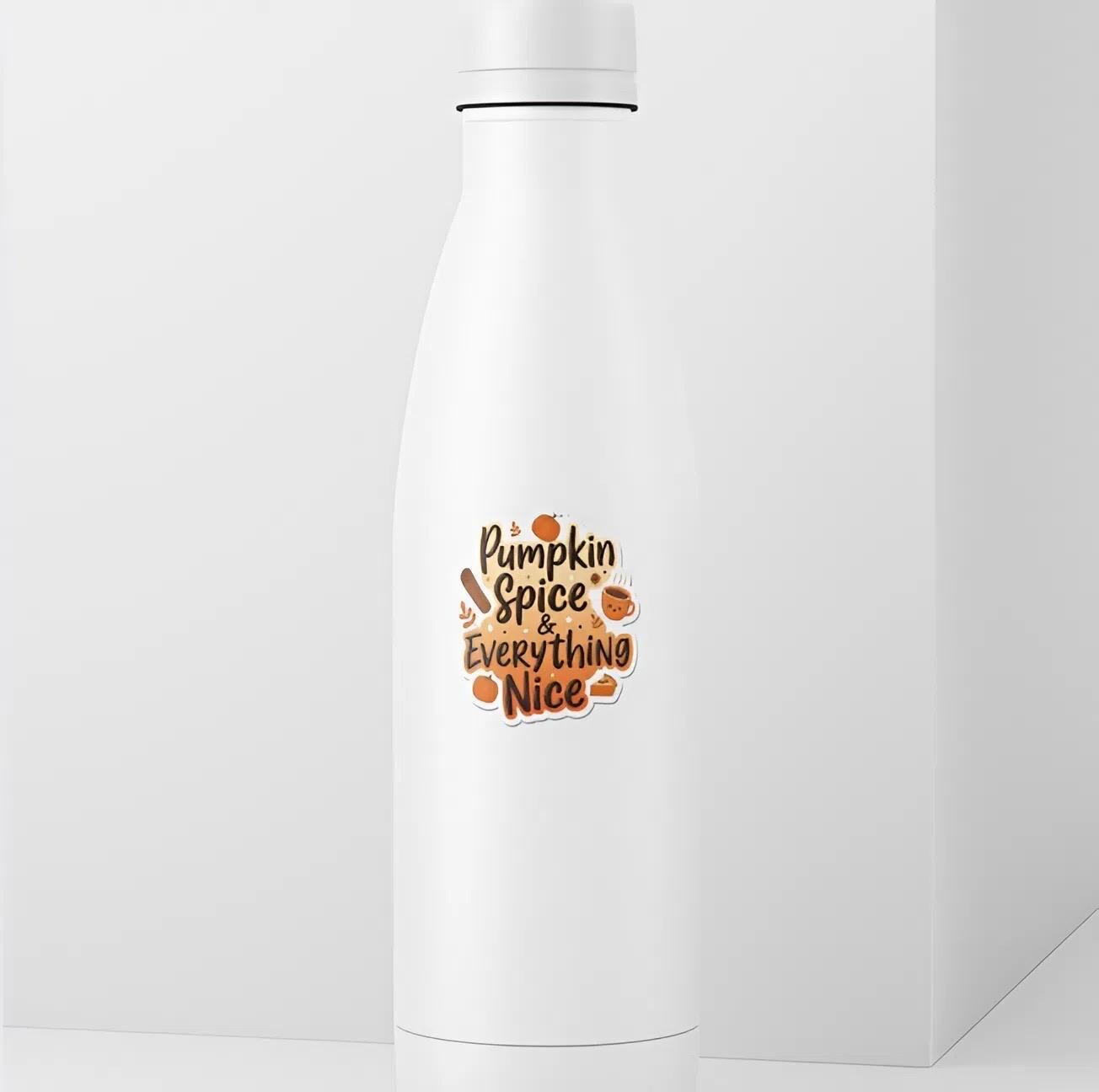 Pumpkin Spice & Everything Nice Sticker | Cozy Fall Decal | Autumn Vibes Art | Foodie Vinyl | PSL Lover Gift | Fall Decor Laptop Sticker |