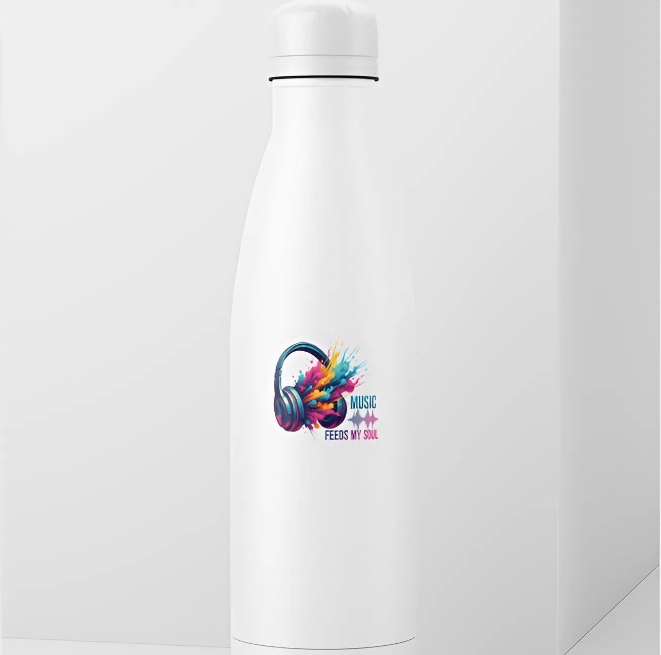 Music Feeds My Soul Headphones Sticker | Vibrant Audiophile Decal | Colorful Sound Art | Music Lover Vinyl | Inspirational Quote Laptop |