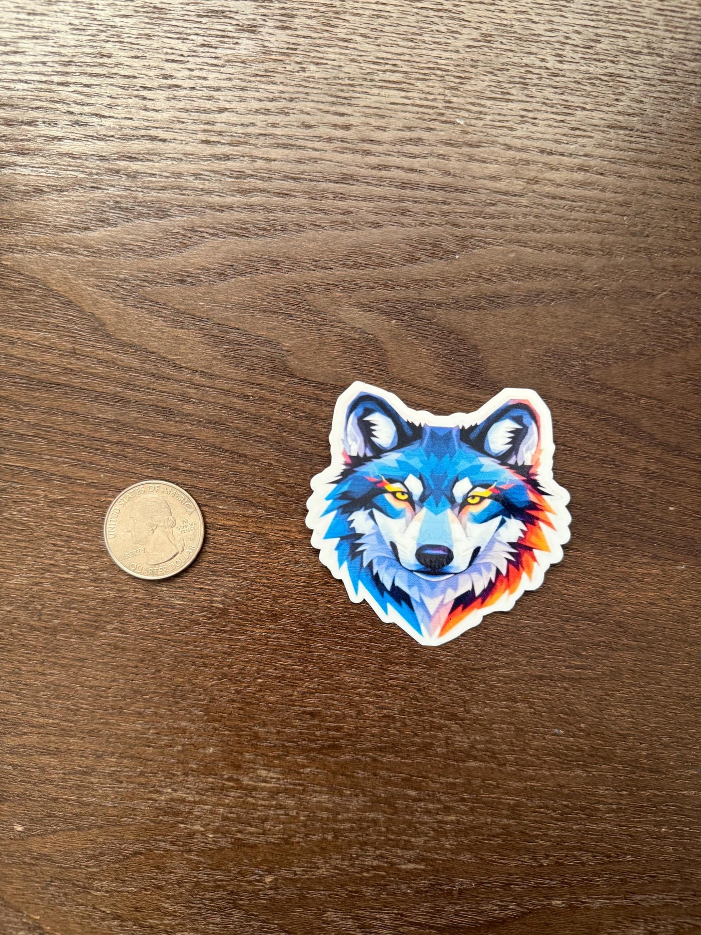 Geometric Wolf Head Sticker | Vibrant Animal Decal | Colorful Pop Art | Low Poly Wolf Vinyl | Modern Wildlife Gift | Bold Aesthetic Laptop