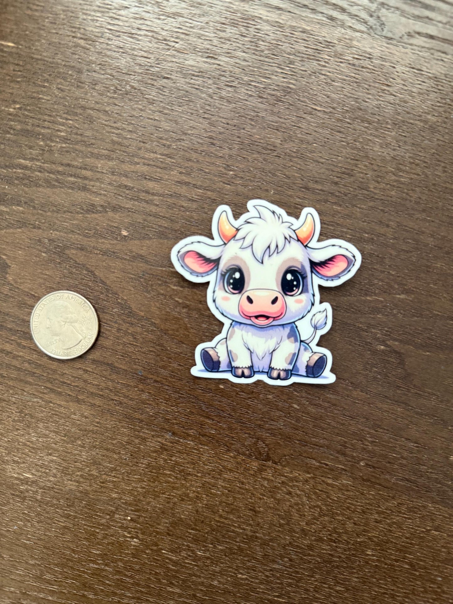 Cute Baby Cow Sticker | Adorable Calf Decal | Farm Animal Art | Kawaii Cow Vinyl | Holstein Dairy Lover Gift | Wholesome Farm Laptop Sticker