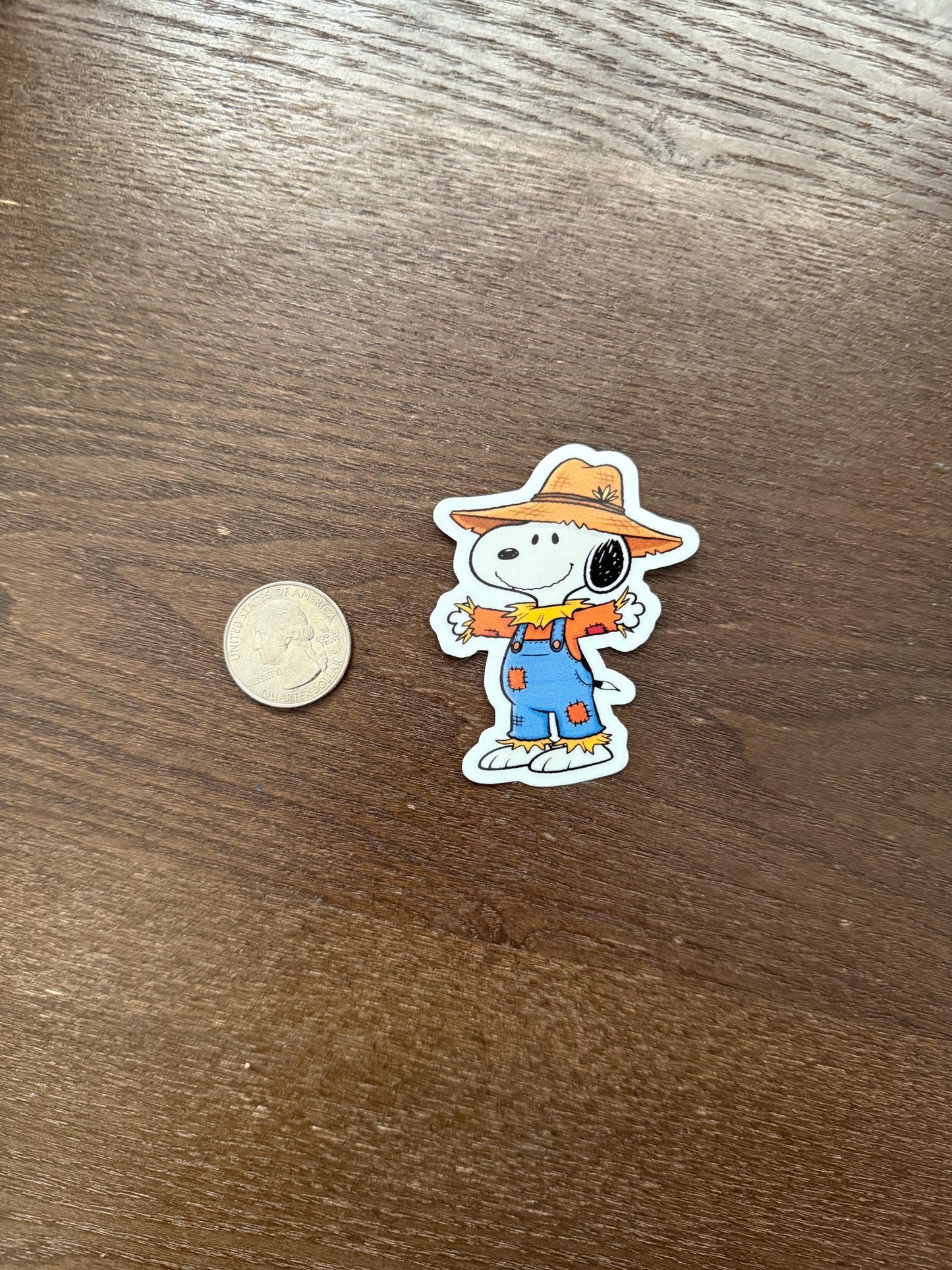 Snoopy Scarecrow Farmer Sticker | Peanuts Fall Harvest Decal | Cute Farm Dog Art | Autumn Decor Vinyl | Nostalgic Thanksgiving Gift | Corn