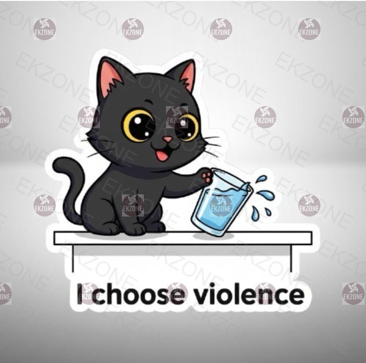 I Choose Violence Cat Sticker | Funny Cat Meme Decal | Mischievous Pet Art | Black Cat Humor Vinyl | Sarcastic Cat Lover Gift | Laptop Decal