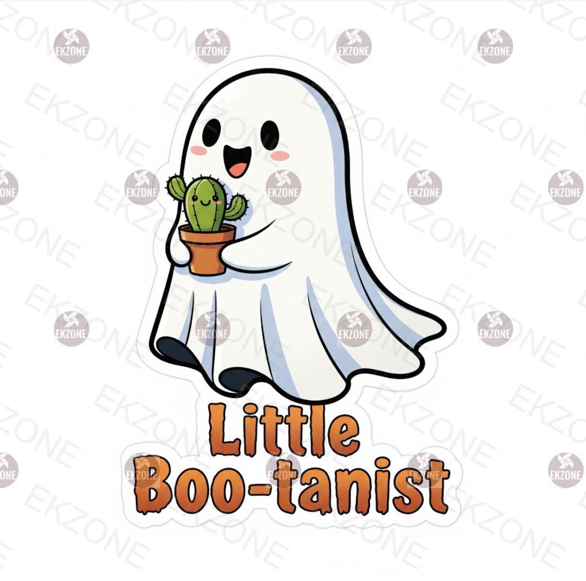 Little Boo-tanist Ghost & Cactus Sticker | Funny Plant Lover Decal | Cute Spooky Pun Vinyl | Halloween Kawaii Art | Succulent Gardener Gift