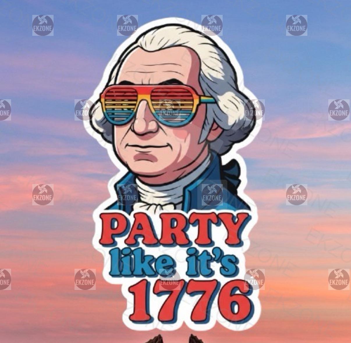 Party Like It's 1776 George Washington Sticker | 4th of July Decal | Funny Patriotic Art | Founding Father Vinyl | American History Gift |