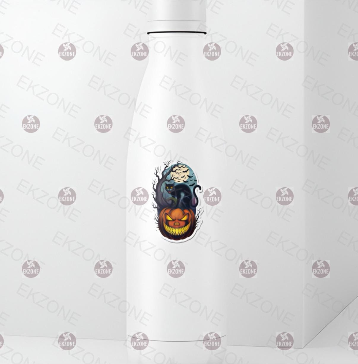 Black Cat on Pumpkin Sticker | Halloween Jack O Lantern Decal | Spooky Cat Art | Witchy Black Cat Vinyl | Fall Decor Gift | Creepy Cat