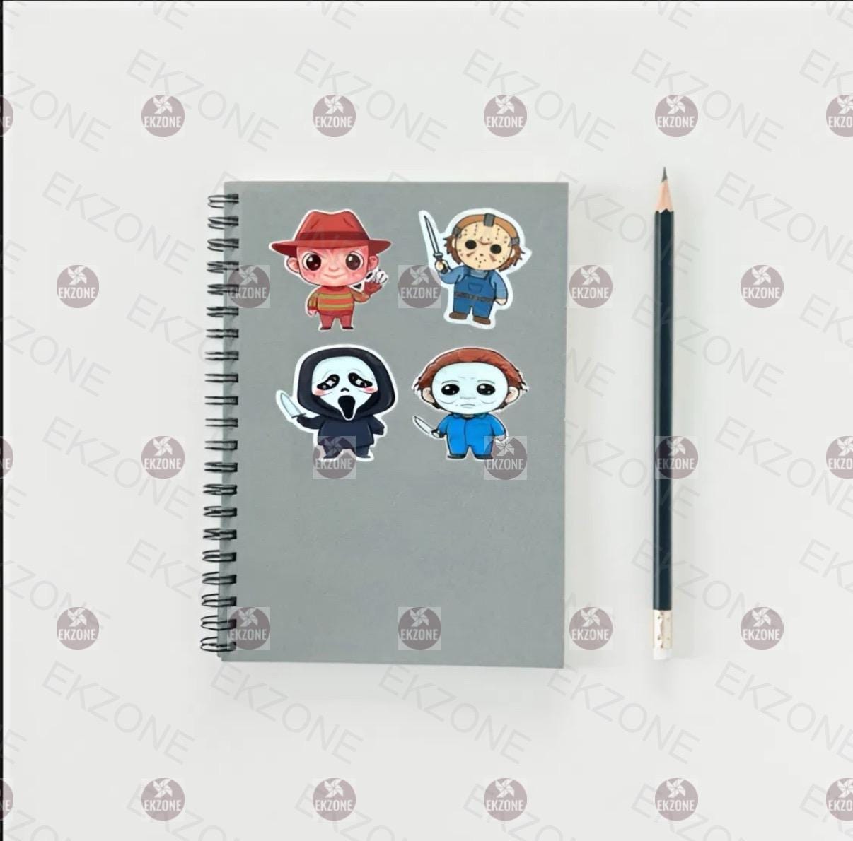 Chibi Horror Movie Sticker Set | Kawaii Slasher Icon Decals | Halloween Creepy Cute Art | Freddy Jason Michael Ghostface Vinyl | Horror Fan