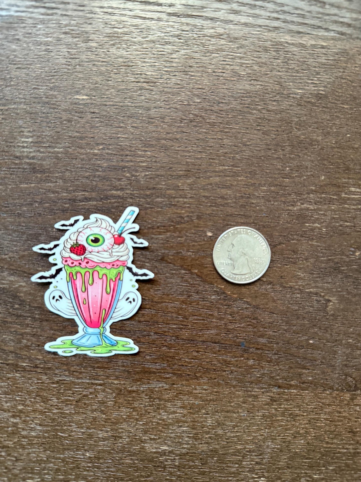 Spooky Milkshake Sticker | Halloween Food Decal | Creepy Cute Drink Art | Ghost Bat Vinyl | Spooky Season Gift | Horror Milkshake Laptop