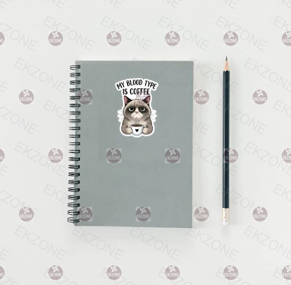 My Blood Type is Coffee Grumpy Cat Sticker | Funny Cat Meme Decal | Sarcastic Coffee Lover Art | Pet Owner Vinyl | Cute Cat Mom Gift | Mug