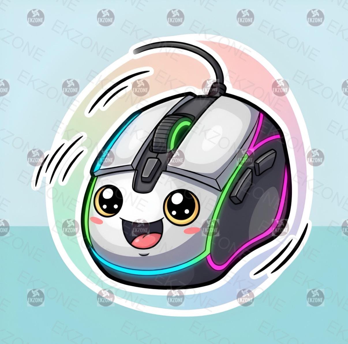 Cute Gaming Mouse Sticker | Kawaii Gamer Decal | RGB Tech Art | Video Game Vinyl | Gamer Gift | PC Gaming Laptop Sticker | Adorable Mouse
