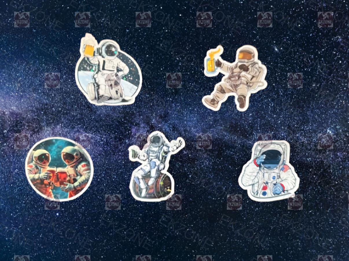 Astronaut Drinking Sticker Pack | Funny Space Decals | Sci-Fi Humor Art | Cosmic Party Vinyl | Space Lover Gag Gift | Quirky Barware Laptop