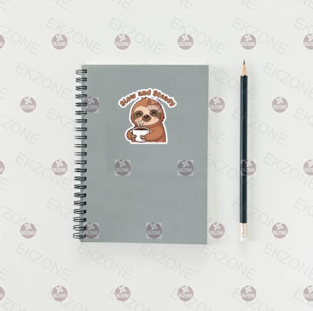 Slow and Steady Sloth Coffee Sticker | Funny Animal Pun Decal | Sloth Lover Gift | Caffeine Mug Art | Cute Animal Vinyl | Coffee Lover Book