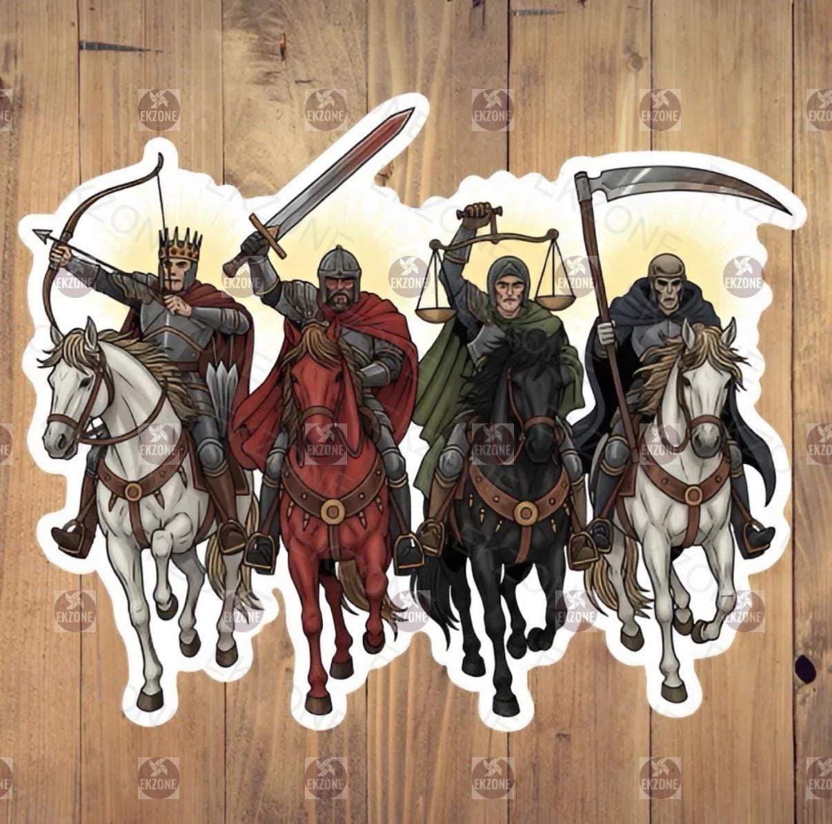 Four Horsemen Apocalypse Sticker | Biblical Prophecy Decal | Fantasy Rider Art | Pestilence War Famine Death Vinyl | Gothic End Times Gift