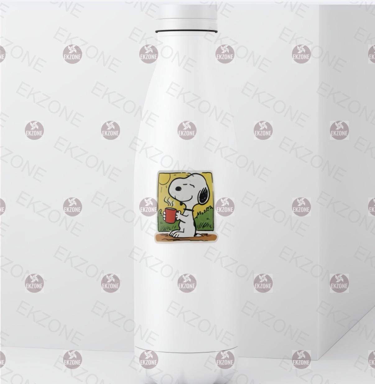 Snoopy Drinking Coffee Sticker - Peanuts Enjoying Hot Drink Decal - Cute Relaxing Vinyl Sticker - Snoopy Peanuts Coffee Mug Sticker - Laptop