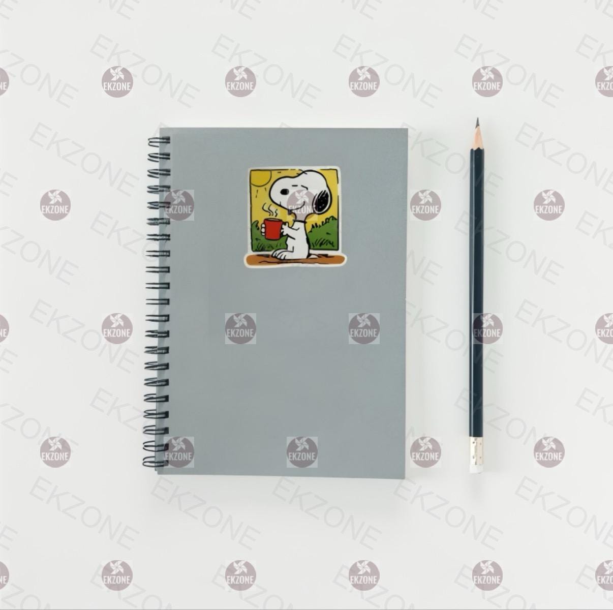 Snoopy Drinking Coffee Sticker - Peanuts Enjoying Hot Drink Decal - Cute Relaxing Vinyl Sticker - Snoopy Peanuts Coffee Mug Sticker - Laptop