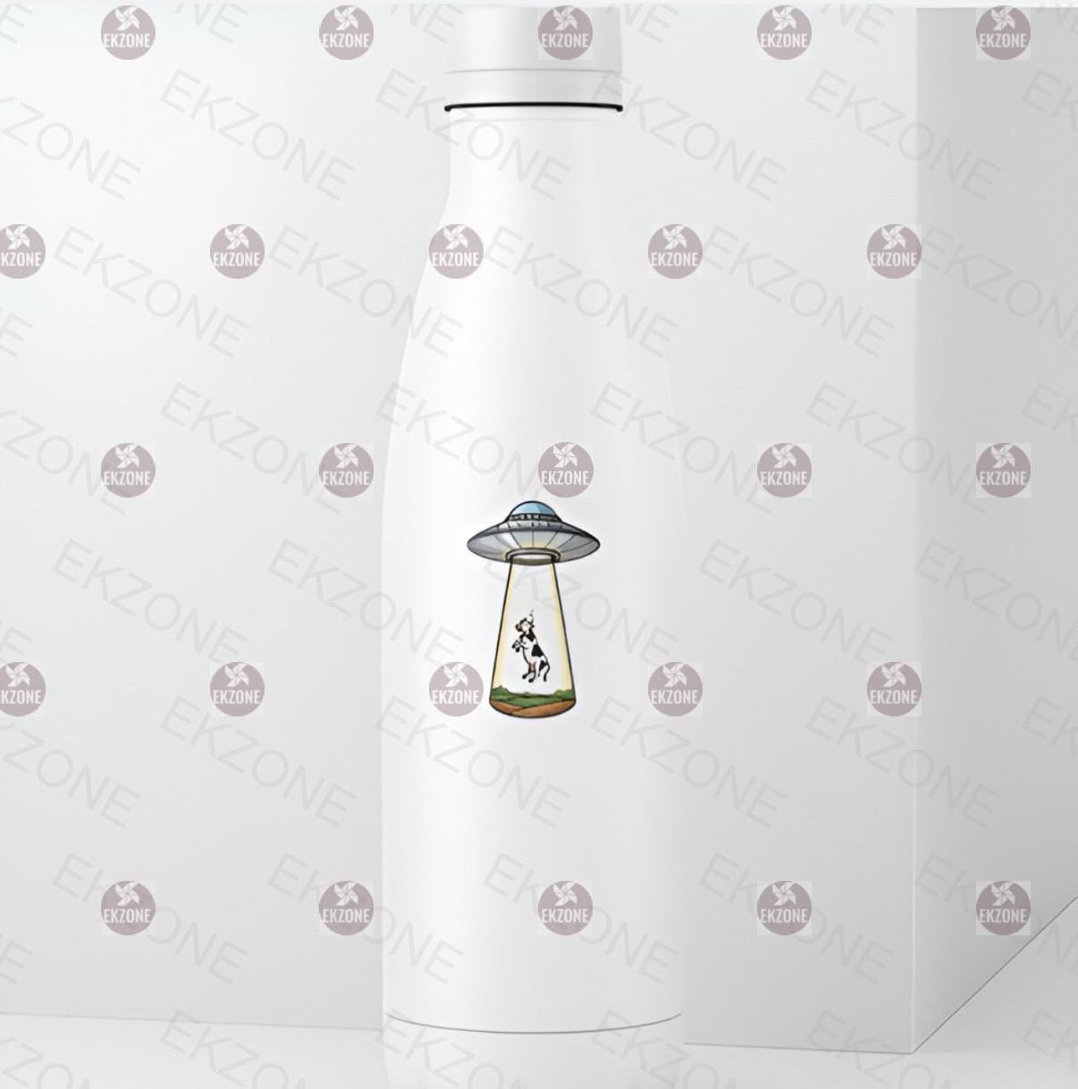 Glow in the Dark UFO Abduction Sticker | Funny Cow Alien Decal | Sci Fi Farm Art | Luminous Flying Saucer Vinyl | UV Reactive Nerd Gift |