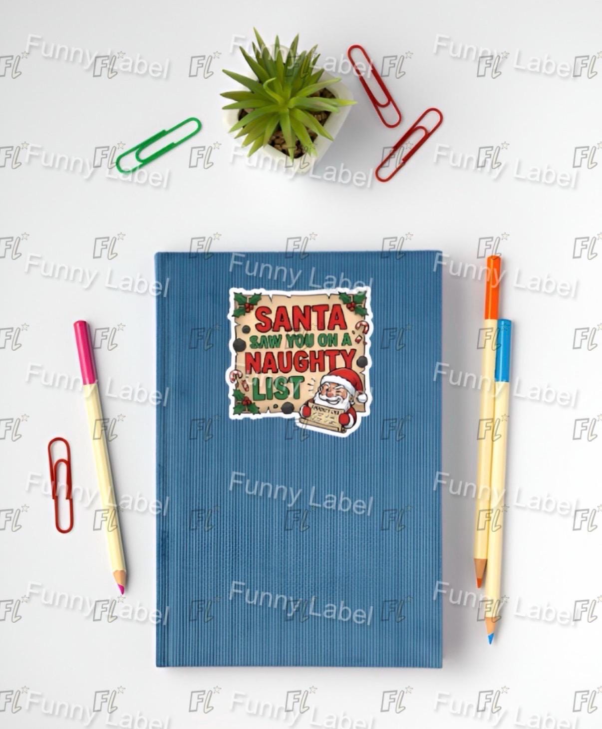 Funny Naughty List Sticker - Santa Saw You Decal - Lump of Coal Gift - Humorous Christmas Stocking Stuffer - Prank Holiday Sticker