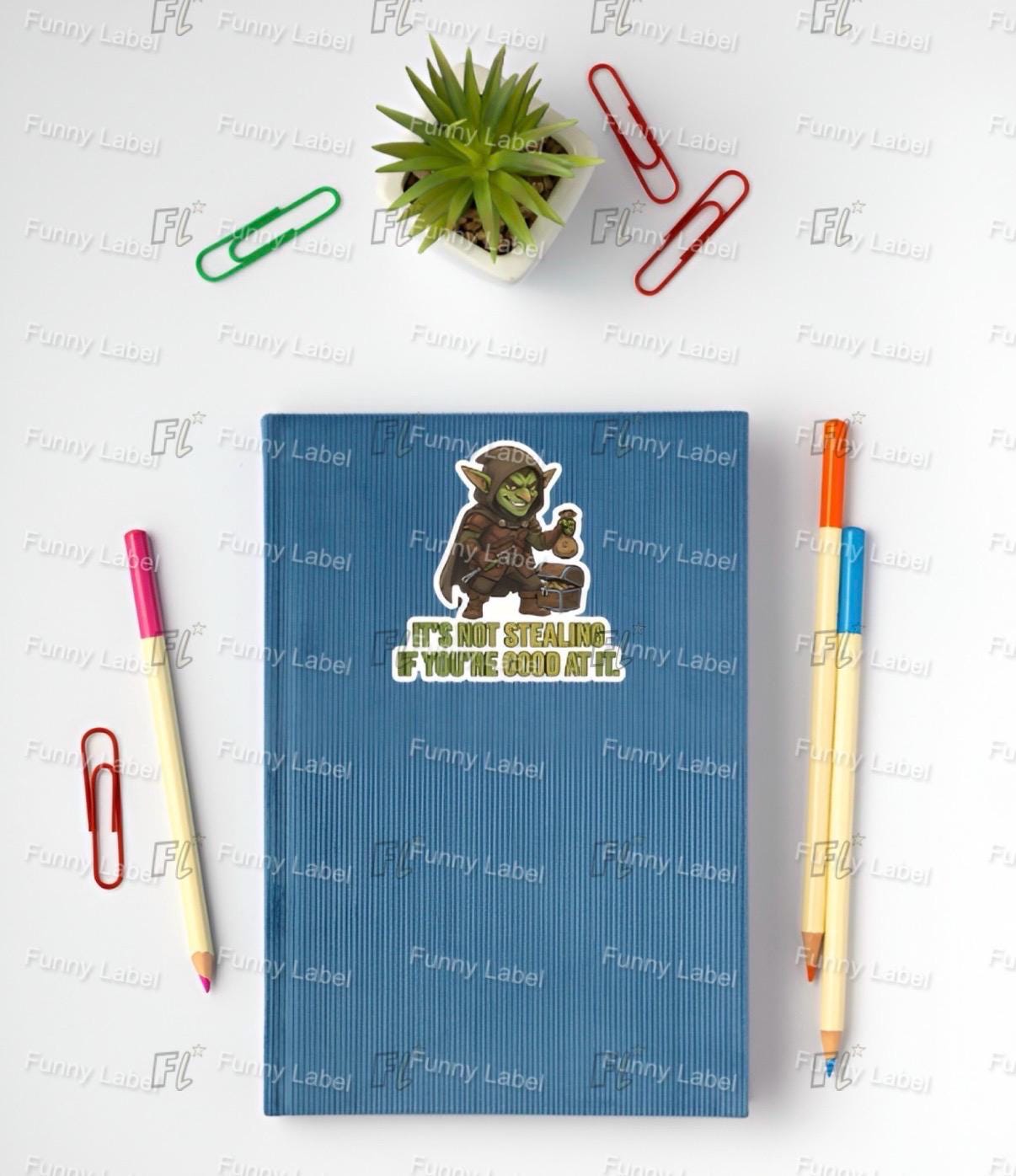 Funny Goblin Rogue Sticker – D&D Loot Thief, Waterproof Vinyl