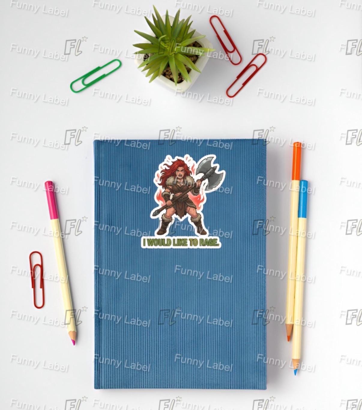 I Would Like To Rage Sticker - DND Barbarian, Funny RPG Decal