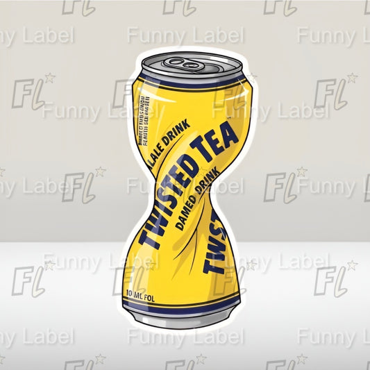 Twisted Tea Can Sticker | Funny Smashed Drink Decal | Twisted Tea Meme Art | Alcohol Pun Vinyl | Hard Iced Tea Fan Gift | Viral Drinkware