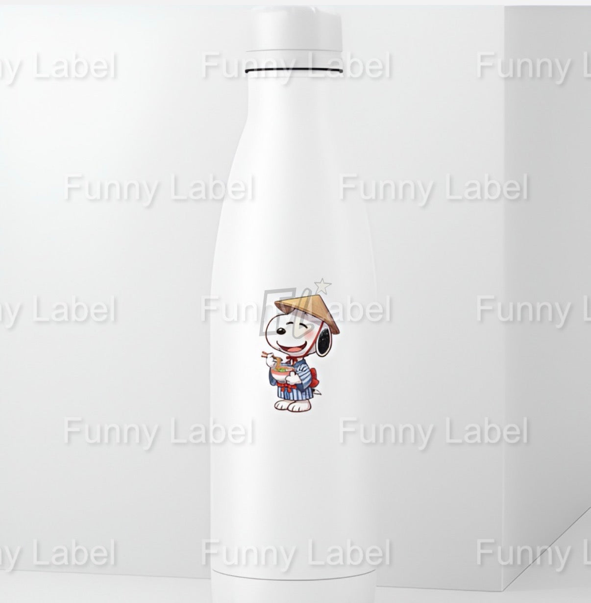 Kawaii Snoopy Ramen Sticker | Peanuts Dog in Kimono and Conical Hat | Vinyl Decal Gift for Foodies