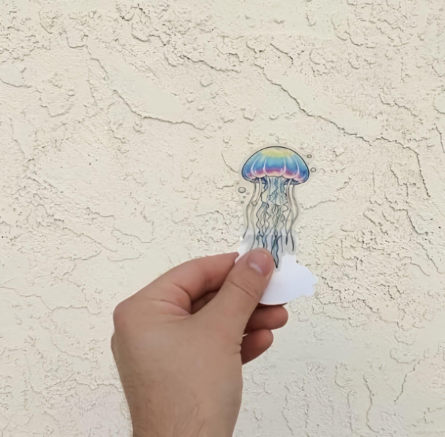 Transparent Rainbow Jellyfish Sticker | Clear Vinyl Marine Life Decal | Cute Ocean Creature Art | Aquatic Tentacle Vinyl | Ocean Lover Gift