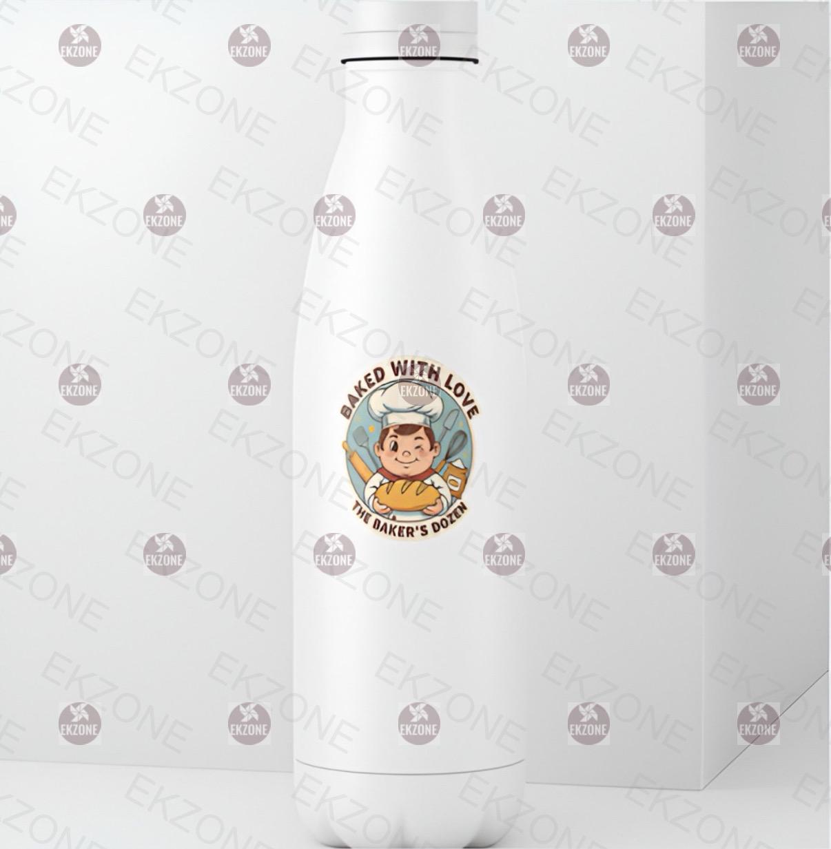 Baked with Love Baker's Dozen Sticker | Funny Baker Decal | Cute Foodie Art | Kitchen Decor Vinyl | Bread Lover Gift | Chef Laptop Sticker