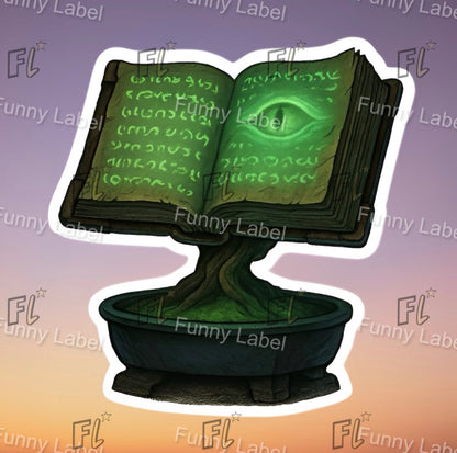 Enchanted Grimoire Glow-in-the-Dark Spellbook Sticker