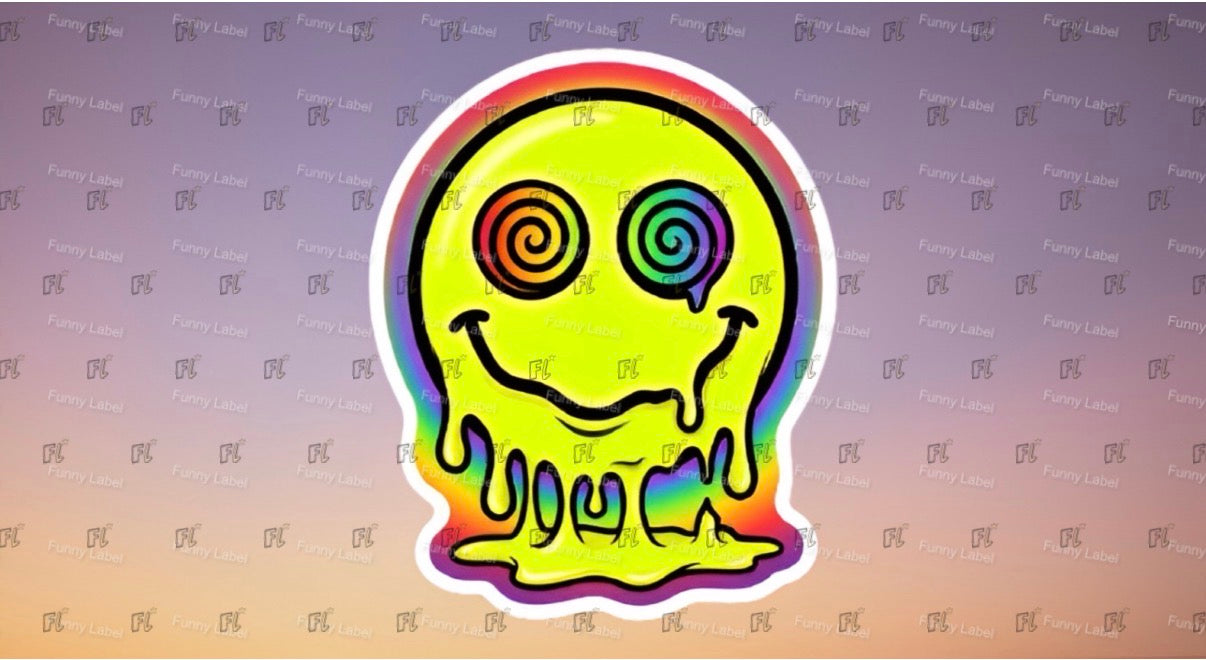 Colorful smiley face design on a gradient background with 'Fruity Loops' branding.