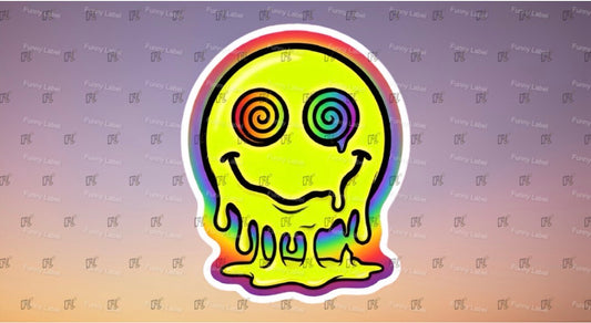 Colorful smiley face design on a gradient background with 'Fruity Loops' branding.