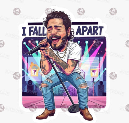 Post Malone I Fall Apart Sticker | Concert Performance Decal | Posty Lover Vinyl | Posty Pop Star Fan Art | Live Show Gift | Posty Laptop