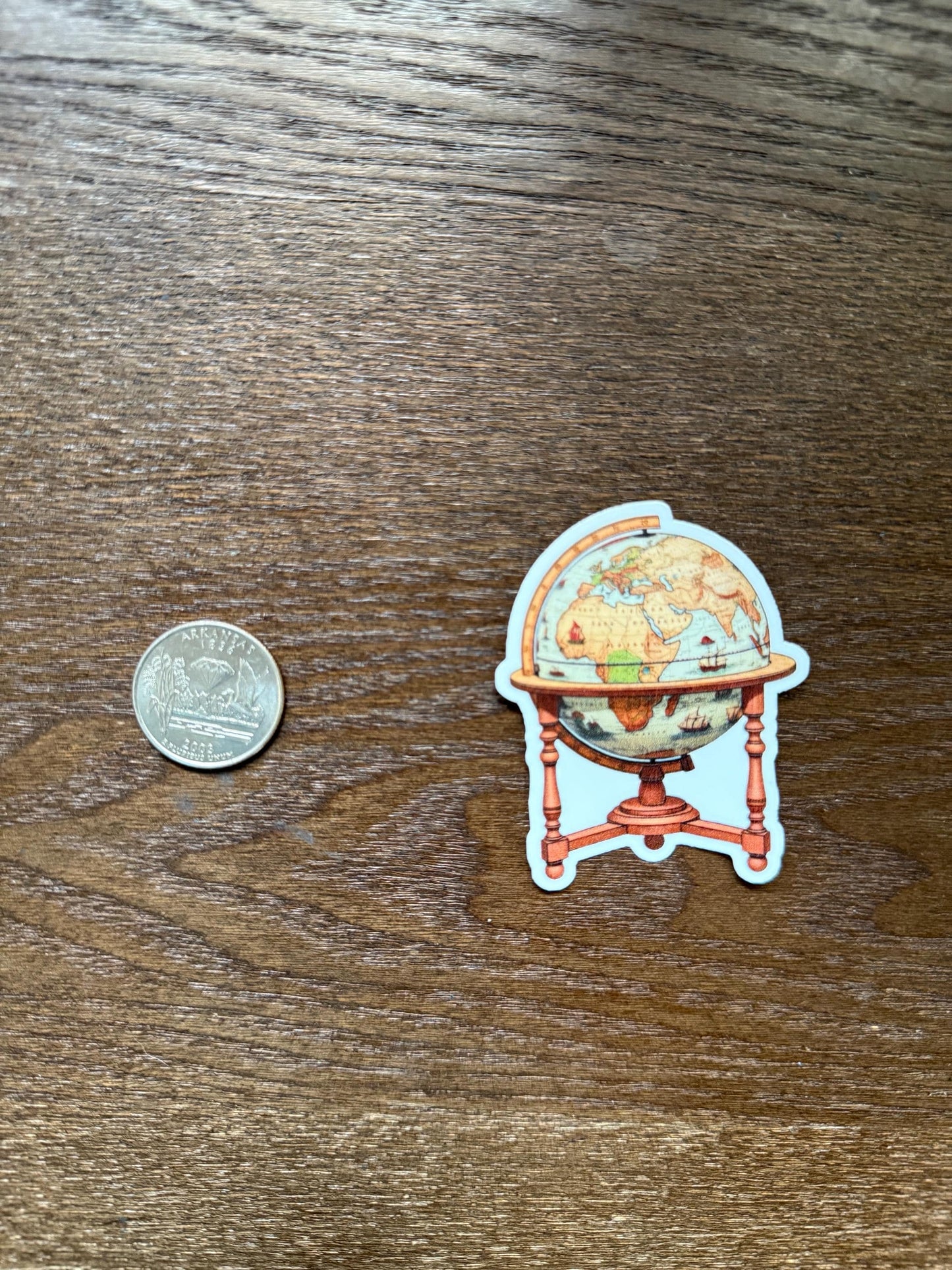 Vintage World Globe Sticker | Antique Globe Decal | Travel Wanderlust Art | History Buff Vinyl | Education Gift | Geography Teacher Laptop