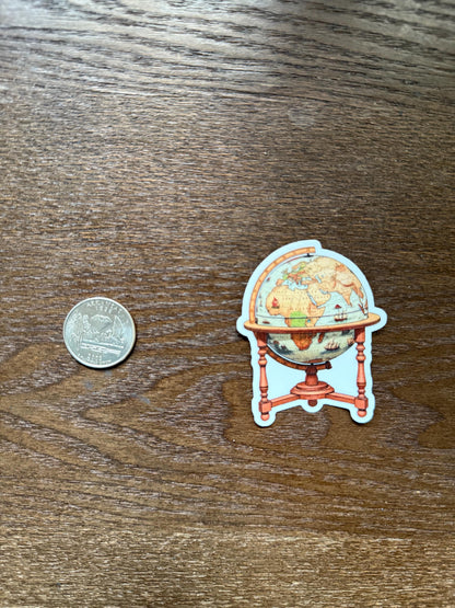 Vintage World Globe Sticker | Antique Globe Decal | Travel Wanderlust Art | History Buff Vinyl | Education Gift | Geography Teacher Laptop