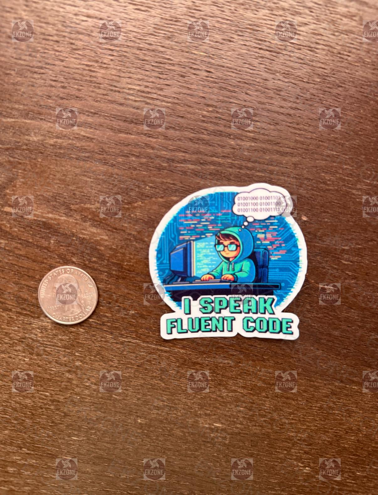 I Speak Fluent Code Sticker | Programmer Decal | Funny Coding Humor Art | Developer Gift | Computer Science Vinyl | Tech Geek Laptop Sticker