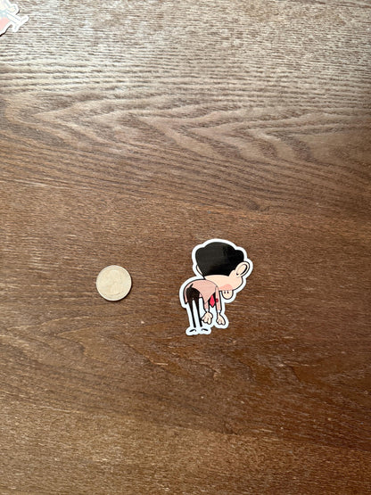 Funny Mr. Bean Sticker | Awkward Pose Decal | Classic British Humor Art | Nostalgic TV Show Gift | Comedic Laptop Sticker