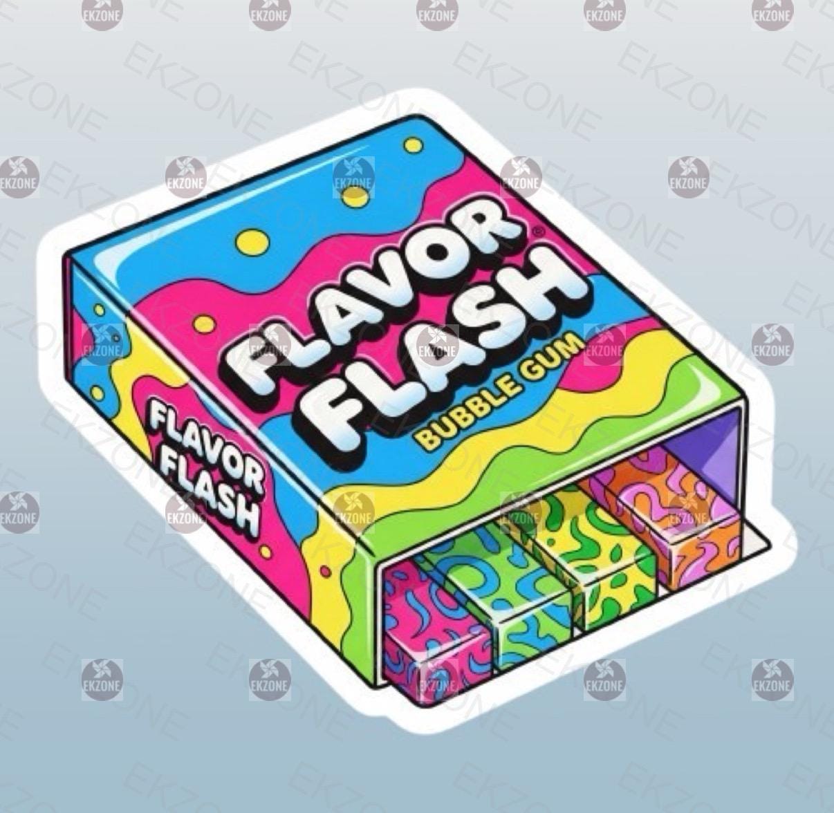 Flavor Flash Bubble Gum Sticker | Retro 90s Candy Decal | Psychedelic Pop Art | Groovy Nostalgia Vinyl | Candy Lover Gift | Fun Aesthetic