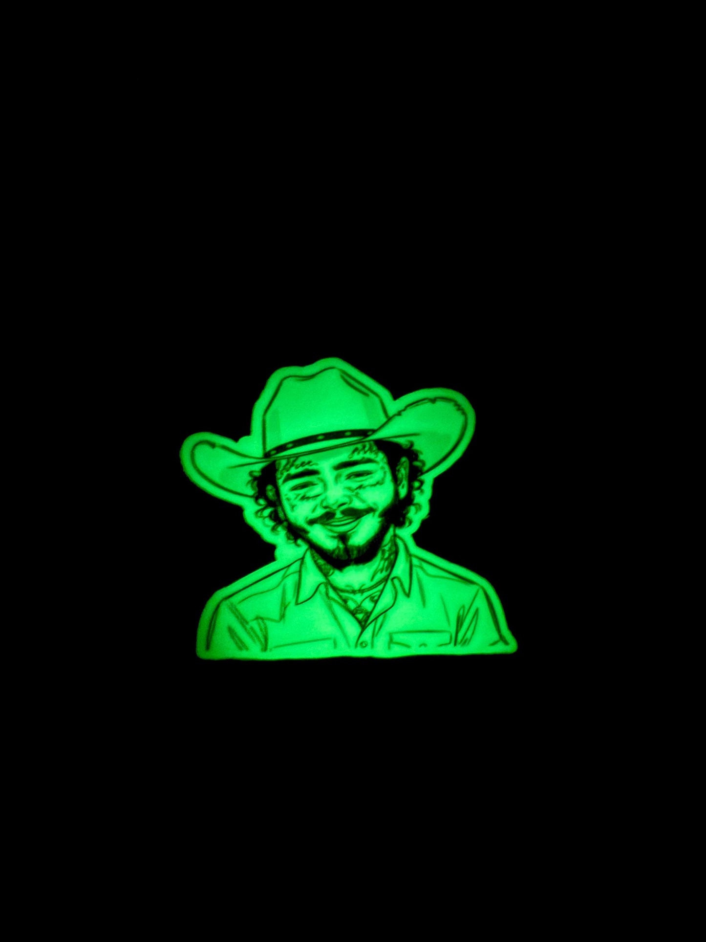 Glow in Dark Post Malone Sticker | UV Reactive Cowboy Hat Decal | Luminous Posty Fan Art | Modern Western Vinyl | Music Lover Gift | Tattoo