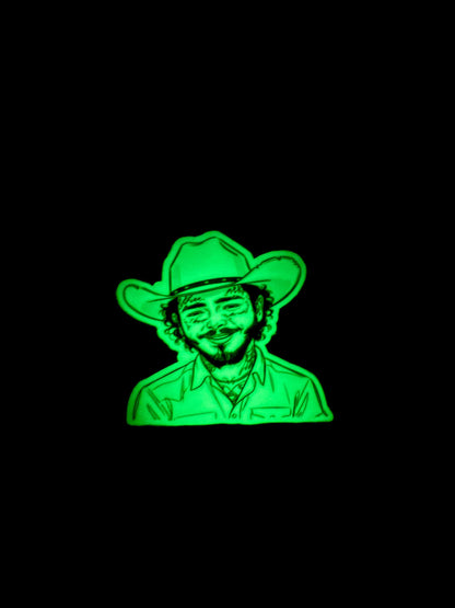 Glow in Dark Post Malone Sticker | UV Reactive Cowboy Hat Decal | Luminous Posty Fan Art | Modern Western Vinyl | Music Lover Gift | Tattoo