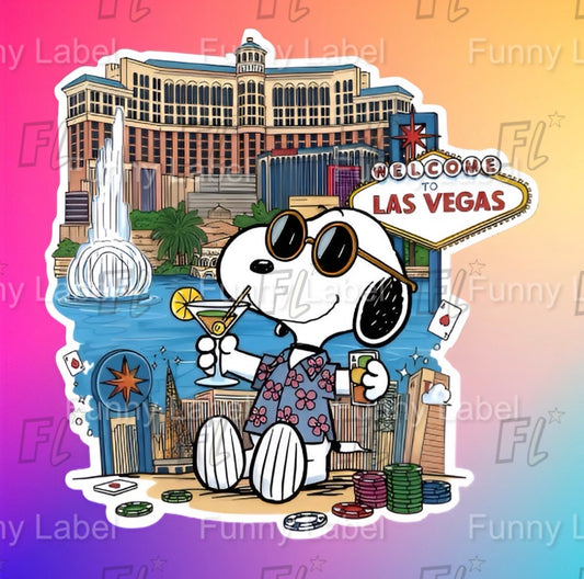 Snoopy Las Vegas Sticker | Peanuts Casino Trip Decal | Welcome to Vegas Art | Travel Souvenir Vinyl | Poker Gambling Gift | Iconic Pop Culture