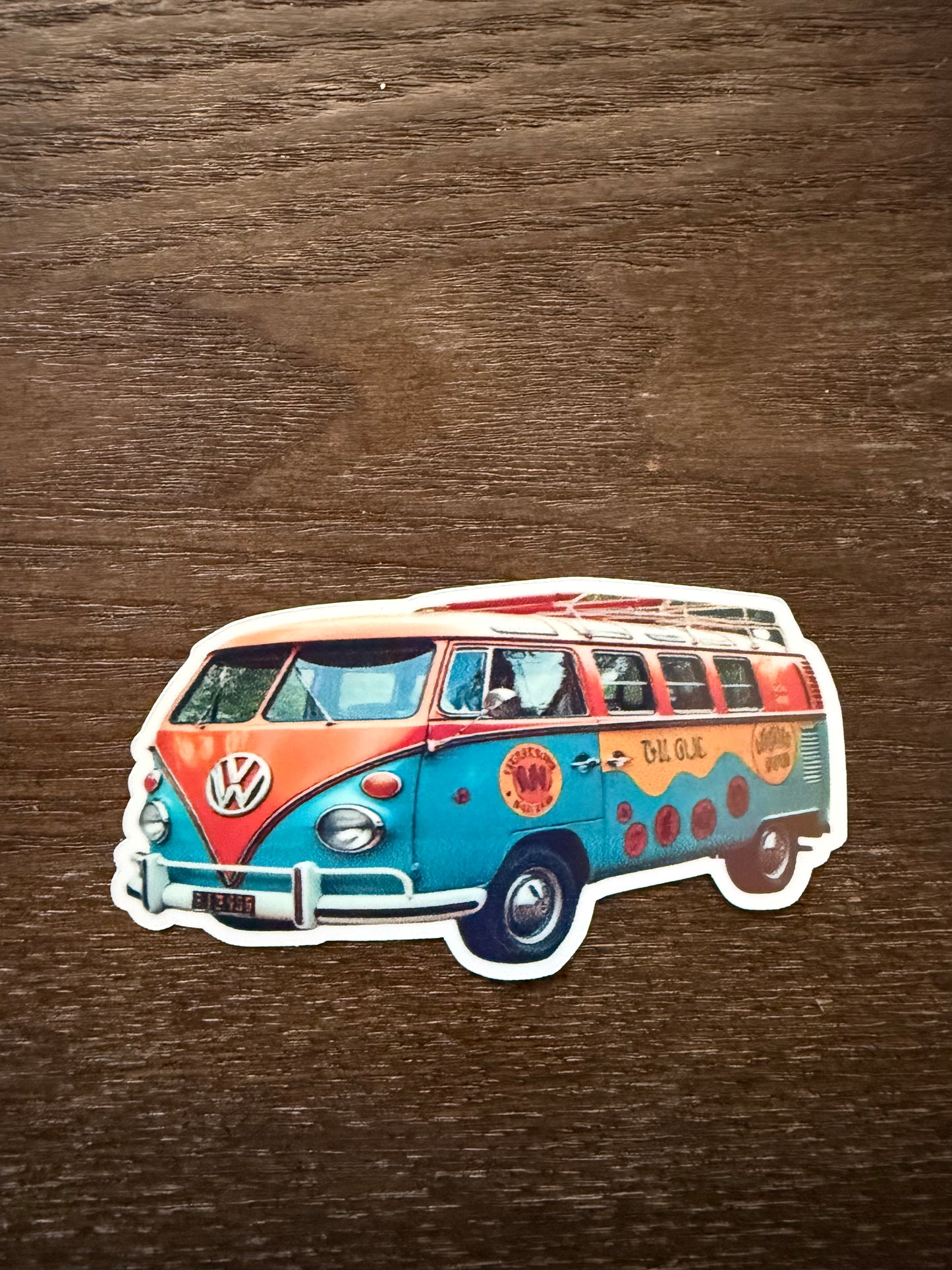 VW Bus Sticker Pack (Set of 5) - Van Life Hippie Decals - Retro Road Trip Boho Stickers for Laptop, Cooler, Bottle -Hand Made-Waterproof Stickers