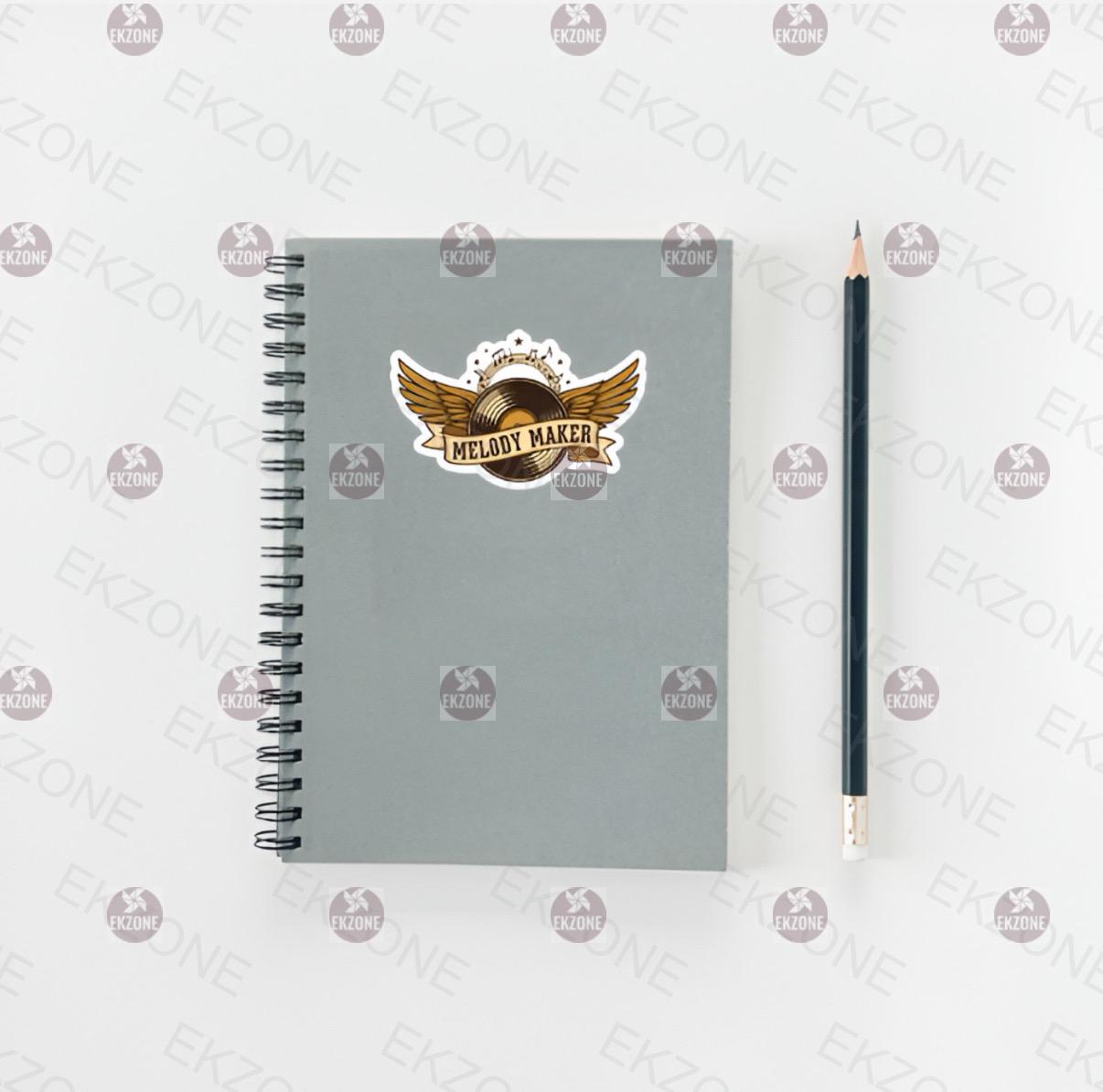 Melody Maker Vinyl Record Sticker | Retro Music Lover Decal | Winged LP Art | Musician DJ Gift | Studio Producer Vinyl | Rock & Roll Emblem