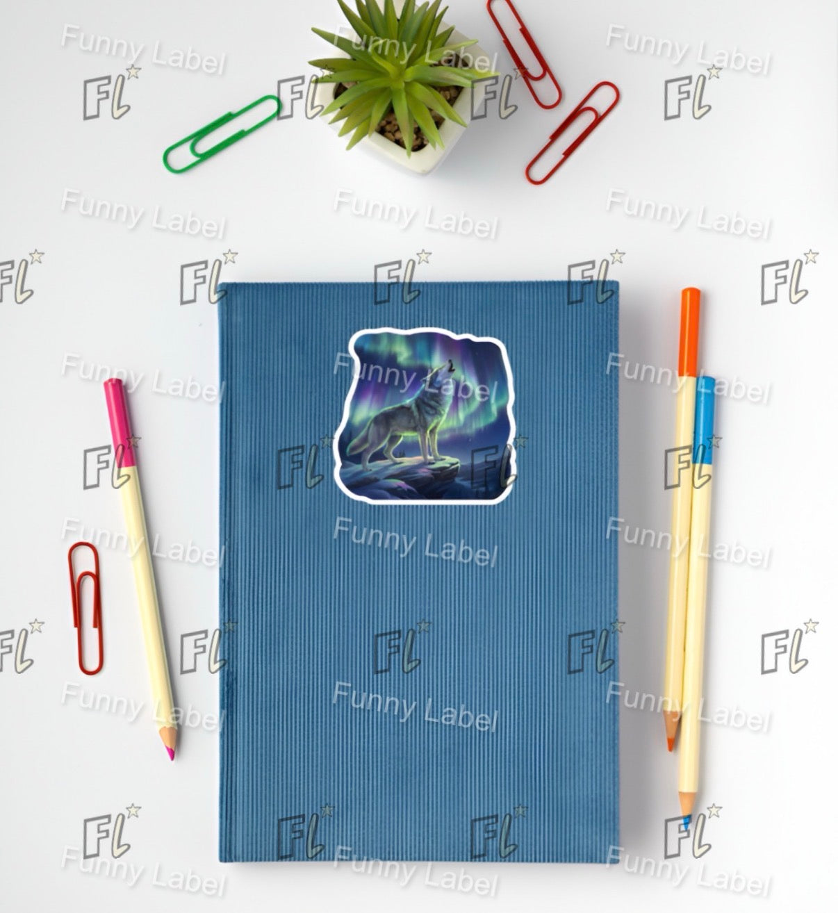 Northern Lights Glow-in-the-Dark Wolf Sticker