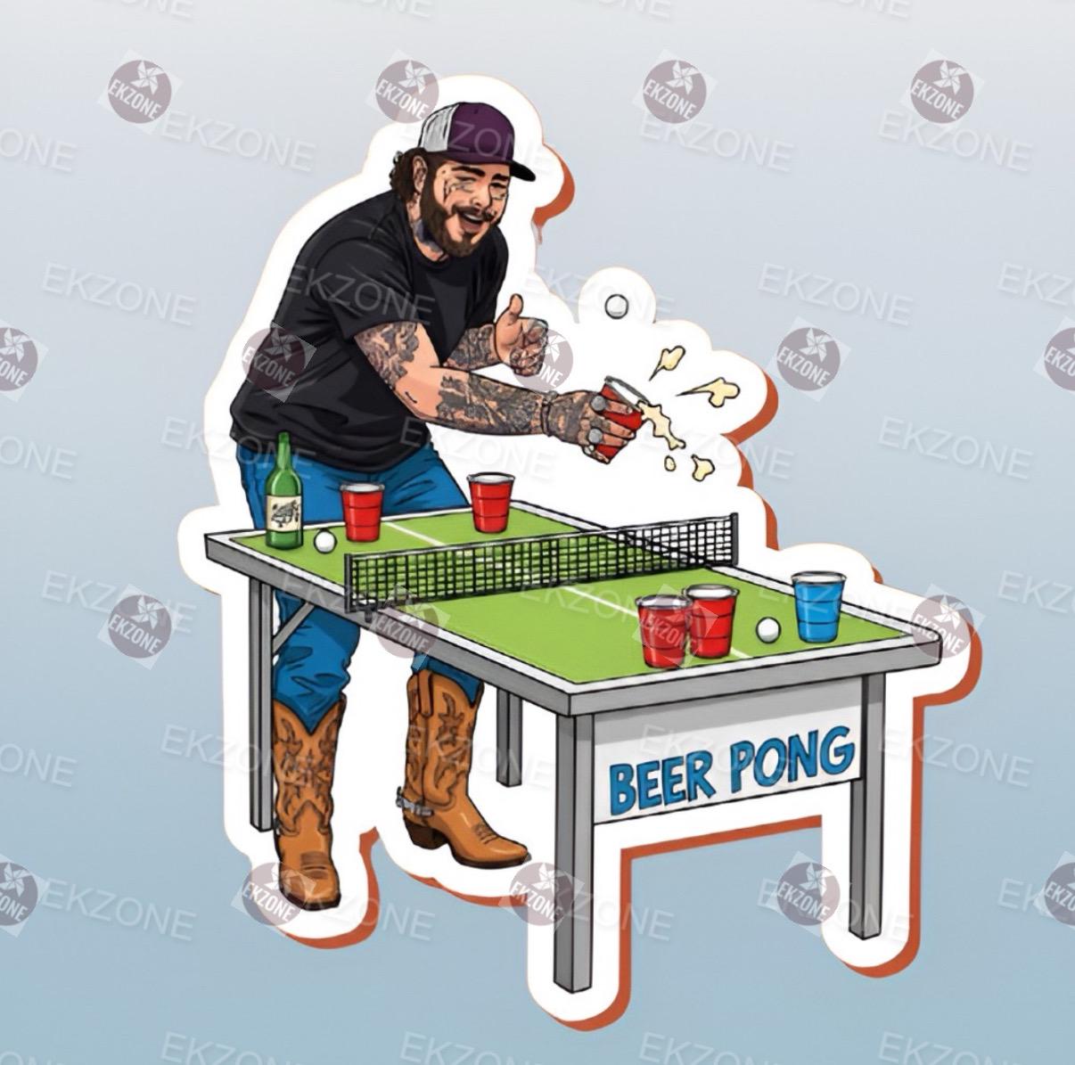 Post Malone Beer Pong Sticker | Funny Party Decal | Cowboy Posty Art | Post Malone Pop Star Vinyl | Drinking Game Gift | Music Lover Merch