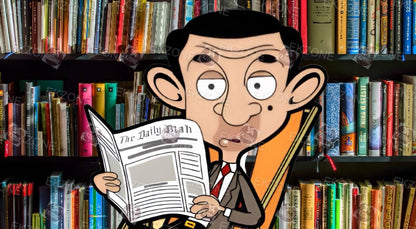 Mr. Bean Reading Sticker | Funny Book Lover Decal | Classic British Humor Art | Nostalgic TV Show Gift | Library Book
