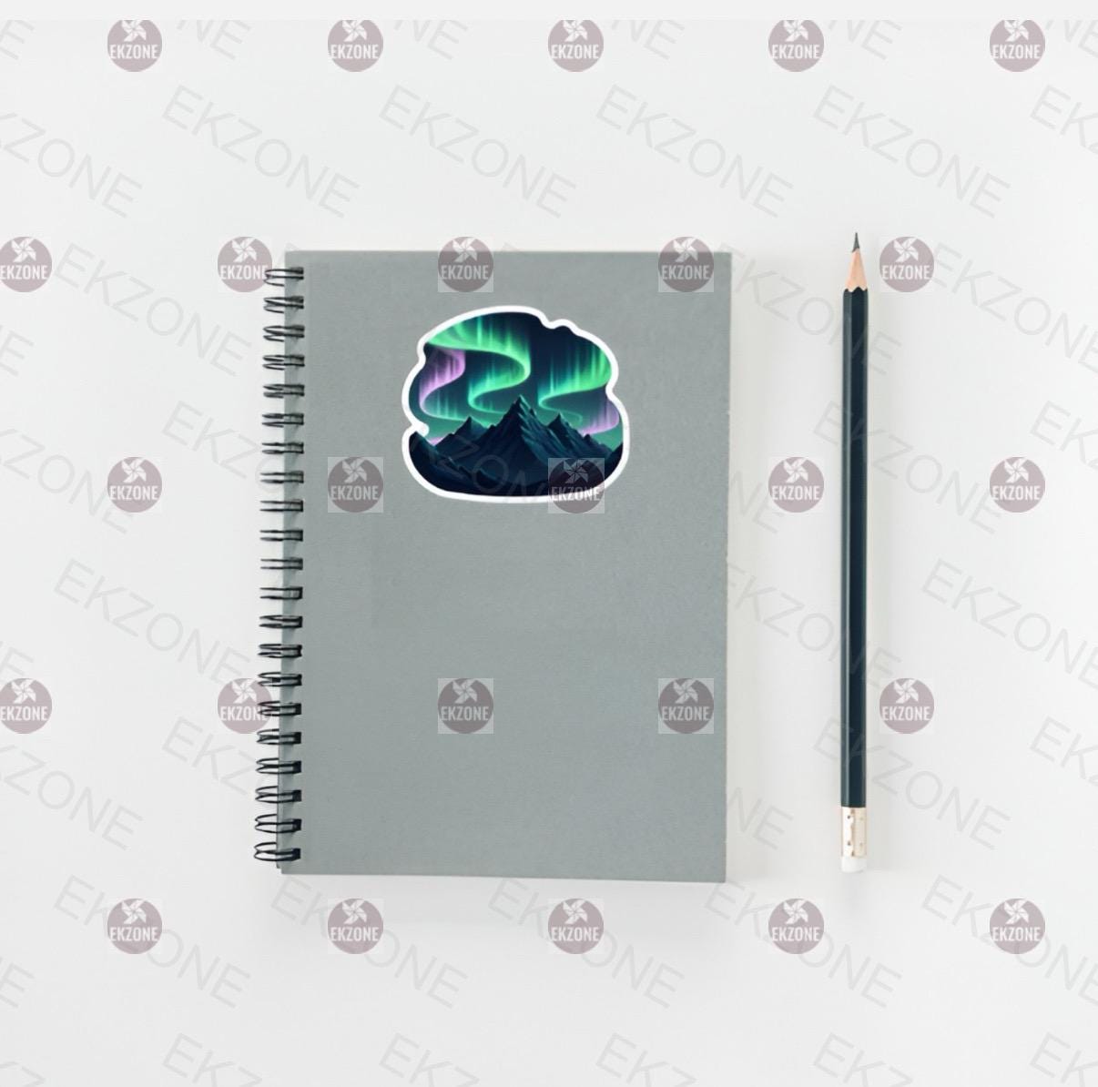 Glow in Dark Northern Lights Sticker | Aurora Borealis Mountain Decal | Celestial Cosmos Art | Magical Night Sky Vinyl | Outdoorsy Gift | UV