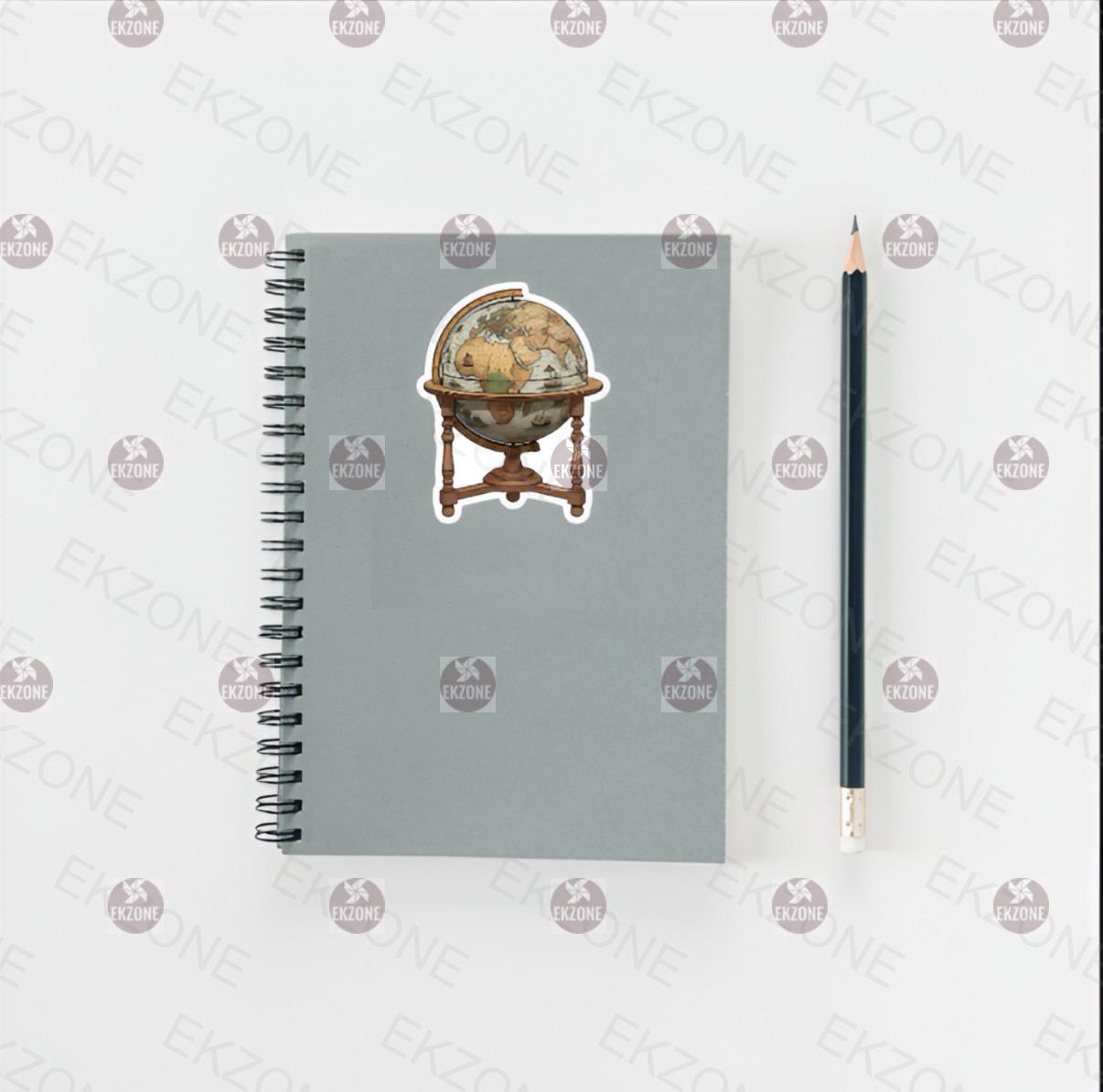 Vintage World Globe Sticker | Antique Globe Decal | Travel Wanderlust Art | History Buff Vinyl | Education Gift | Geography Teacher Laptop